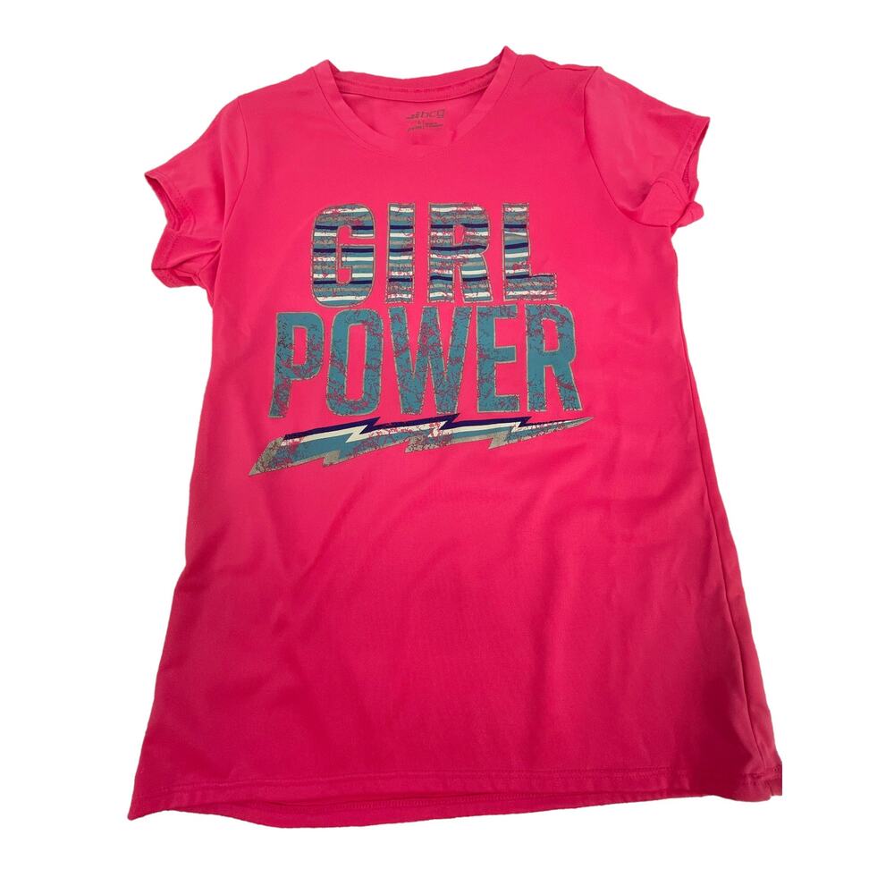 BCG Girls Pink Girl Power Short Sleeve Graphic T-Shirt Youth Size Large 12-14